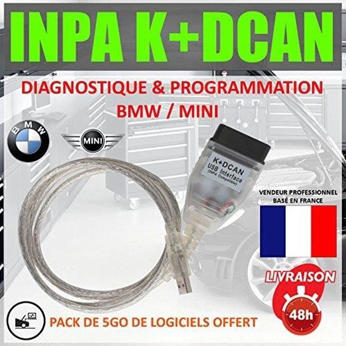 Câble De Diagnostic OBDII Pour BMW INPA - Interface USB Avec Puce FT232RL,  Compatible ISTA & INPA -  - Valise Diagnostique Pour  Voiture/moto/camion