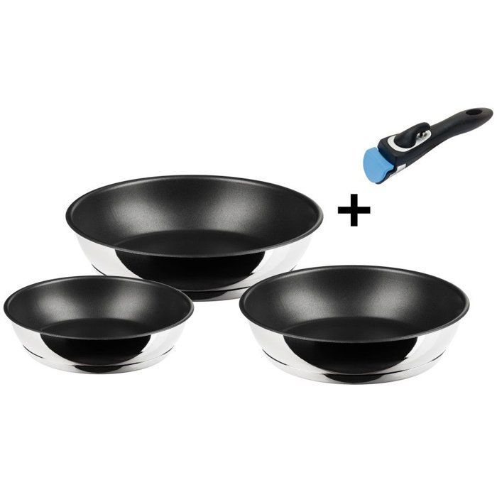 Inoxibar Set de poêles - Athos 18-22-26 cm - antiadhésif Quantum - manche amovible - induction - vue 1