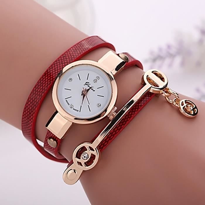 Montre femme hotsell bracelet cuir rouge