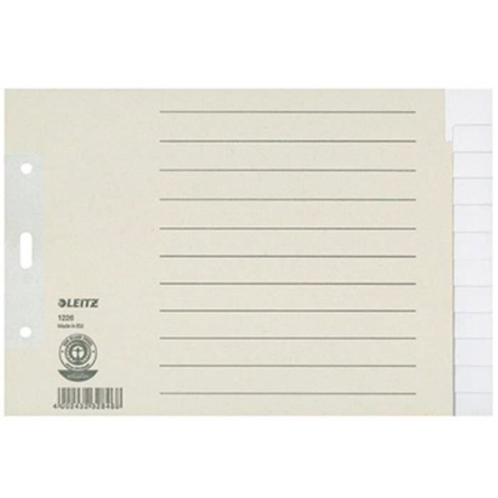 Leitz 1226 Répertoire DIN A5 horizontal, extra-large blanc Papier satiné gris 12 onglets 12260085