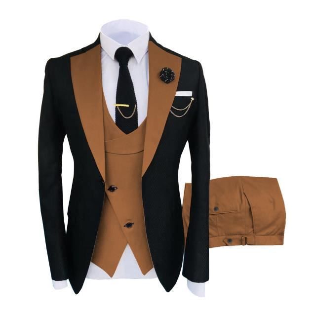 Blazer Homme,Slim Fit Veste de Costume Homme,Veste de Smoking Homme Simple  Poitrine Bouton pour Mariage Business Fête-Noir