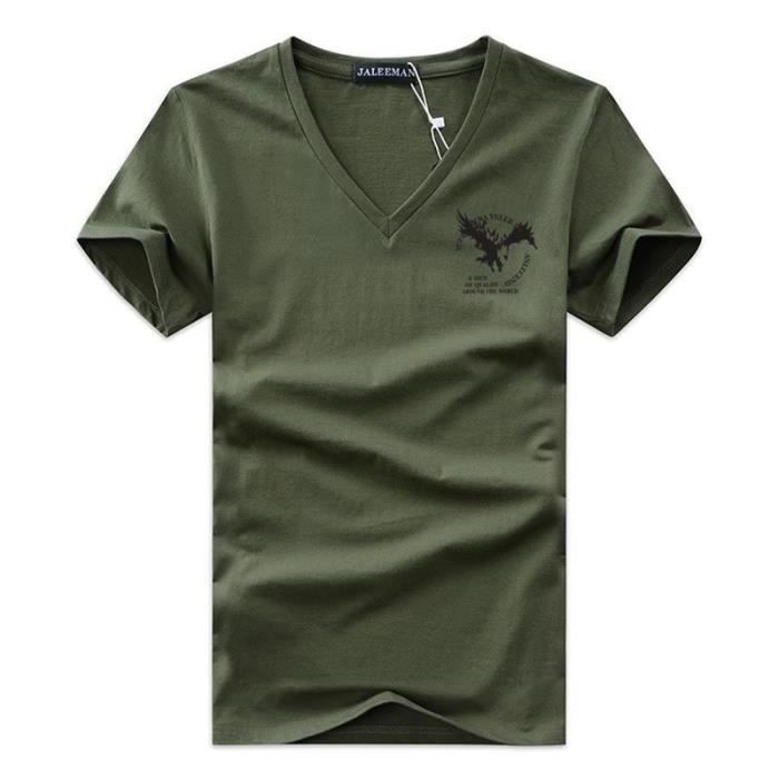 T-Shirt Homme Manches Courtes Col V Tee Shirt Ete Imprimé Grande Taille
