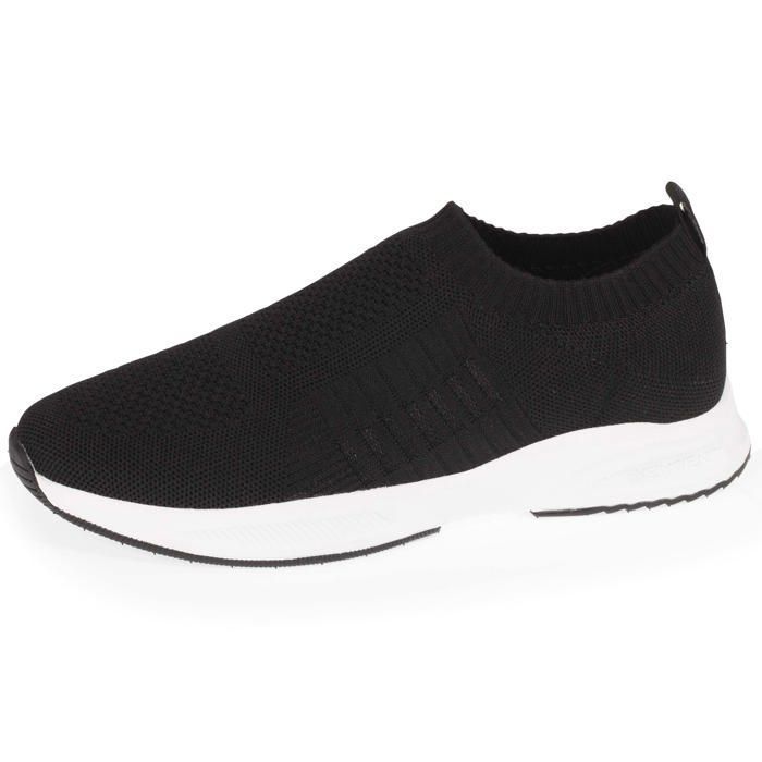 Isotoner Isotoner Baskets maille stretch noir femme