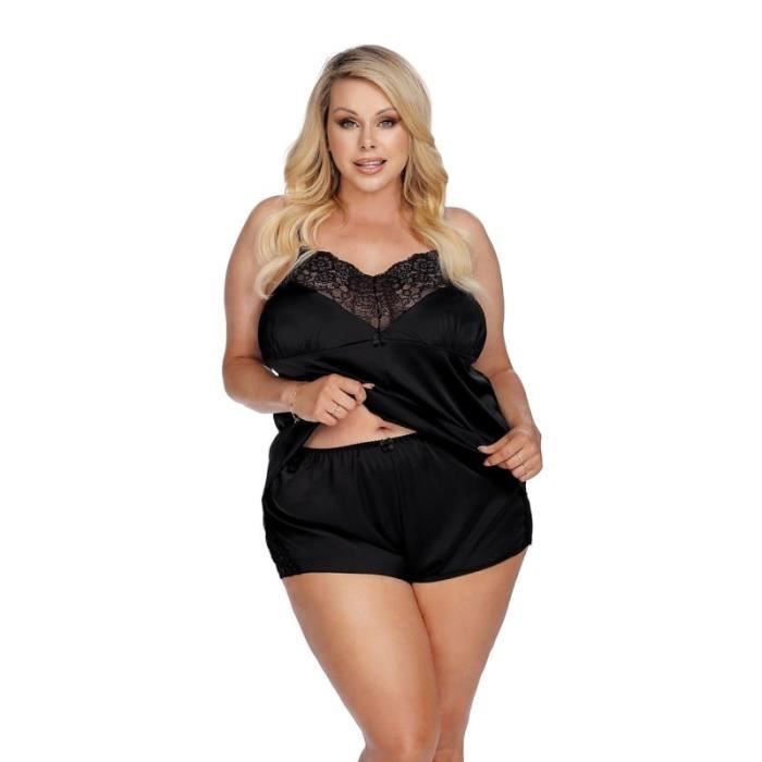 Ensemble caraco et short Laura Anaïs 3XL/4XL Noir Noir