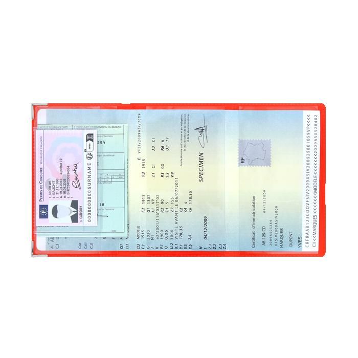 Porte-documents Voiture Color Pop - Fabrication Française - PVC Métal - 15.4x10.3cm - Pour Carte Grise Et Permis