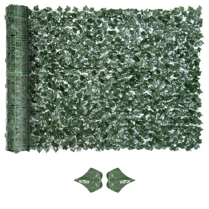 Haie artificielle brise-vue dim. 3L x 1,5H m feuillage r&eacute;aliste vert