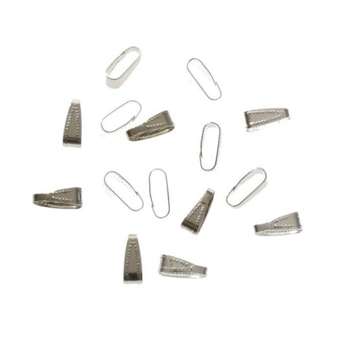 Accessoires attache pendentif bélière 10 x 4 mm 10 pièces - l 10 x l 4 x p 4 mm Argenté
