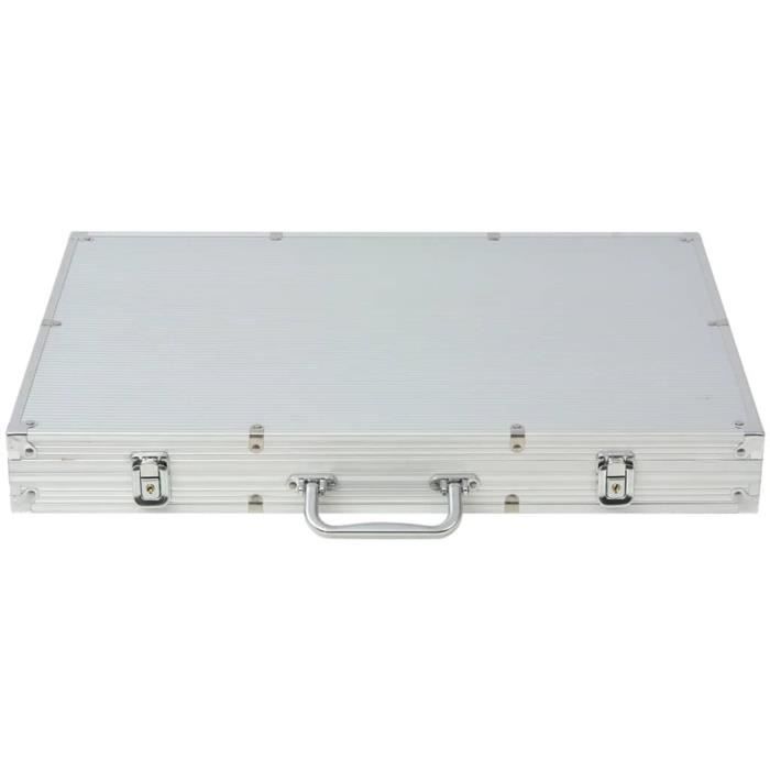 Mallette De Poker UISEBRT Avec 500 Jetons Laser 2 Plateaux De Poker 5 Des 3 Boutons Dealer Boitier En Aluminium Noir
