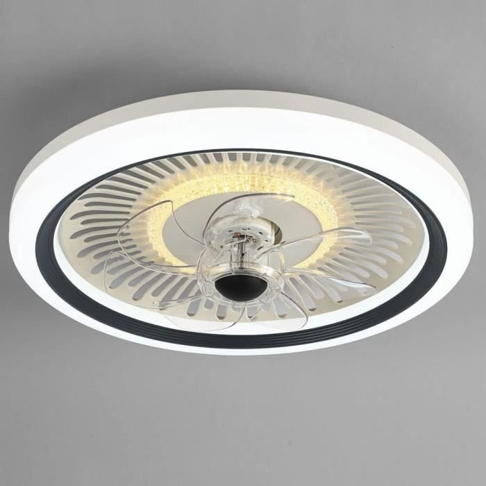 Ventilateur De Plafond Avec Lumière LED Intégrée - 40 Cm - 3 Vitesses & 3 Températures De Couleur - Moteur Silencieux 30W - Installation Simple Sur Douille E27