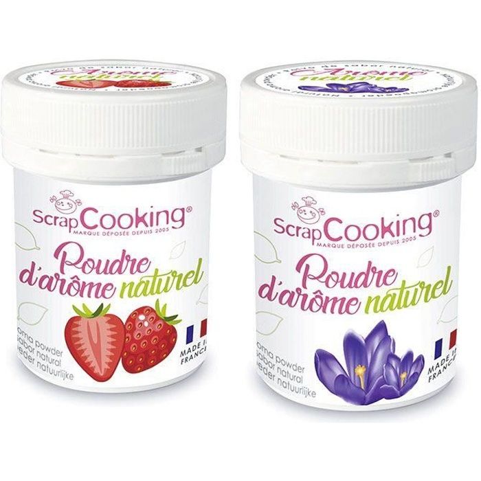 Arômes alimentaires naturels en poudre - fraise et violette - 2 x 15 g