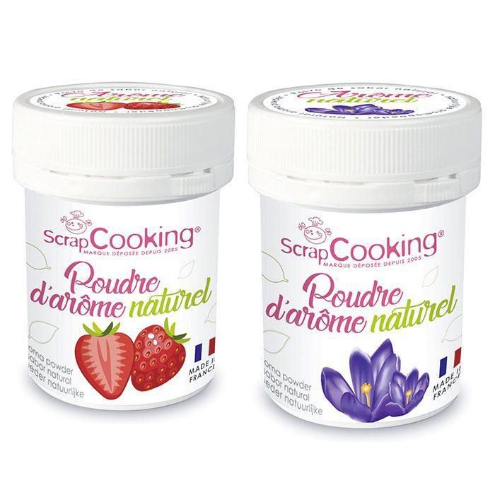 Arômes alimentaires naturels en poudre - fraise et violette - 2 x 15 g