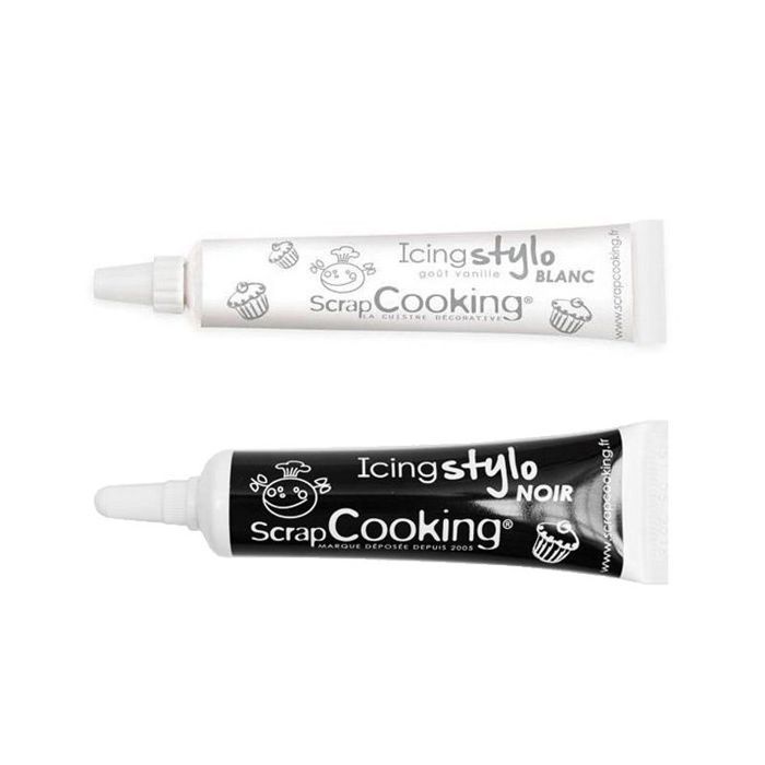 2 stylos de décoration gâteau - blanc & noir