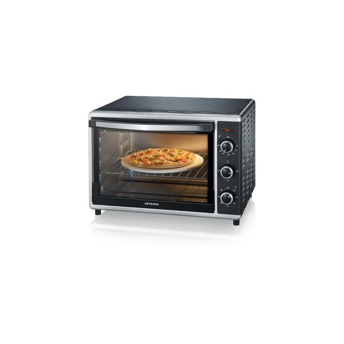 SEVERIN Mini-Four NOIR/INOX 1800 W - Capacité de 42L - Chaleur Tournante - Pierre à Pizza - Severin
