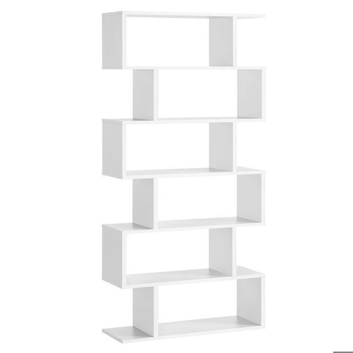 Bibliothèque Étagère à 6 Niveaux 24 x 70 x 191.6 cm Meuble de rangement Cloison Séparateur ModerneBlanc Nuage