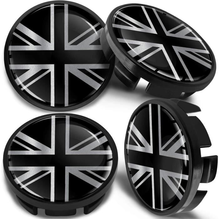 SkinoEu Compatible avec Cache-Moyeu VW 65mm Capuchons de Centre Enjoliveurs de Roué Voiture Jante Noir apeau Britannique UK Unio96