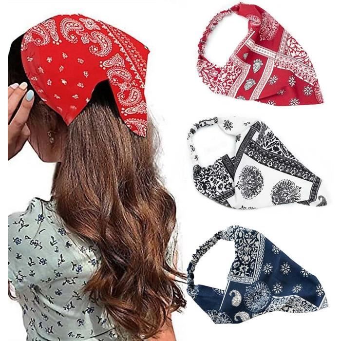 Lot De 5 Bandanas Floraux En Mousseline – Élastique, Léger – Pour Femmes Et Filles – Multicolore