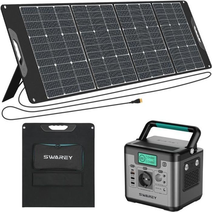 SWAREY Générateur Electrique Batterie 518W avec Panneau Solaire 200W  Portatif kit solaire 220v Charge Rapide Batterie de Camping - Cdiscount  Bricolage