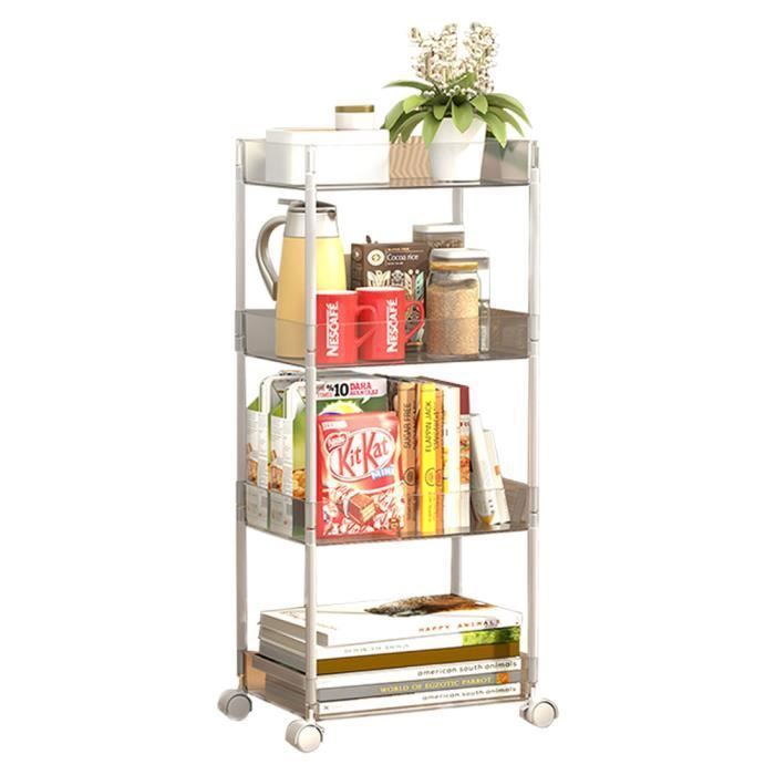 Sywhitta Chariot utilitaire à roulettes en plastique à 3 niveaux avec poignée, chariot de rangement multifonction pour bureau, salon, cuisine, organiseur de rangement mobile avec roulettes, bleu