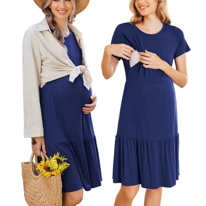 Tbest robe de nuit d'allaitement de maternit?� Femmes Maternit?� Allaitement Robe Double C?�t?�s 