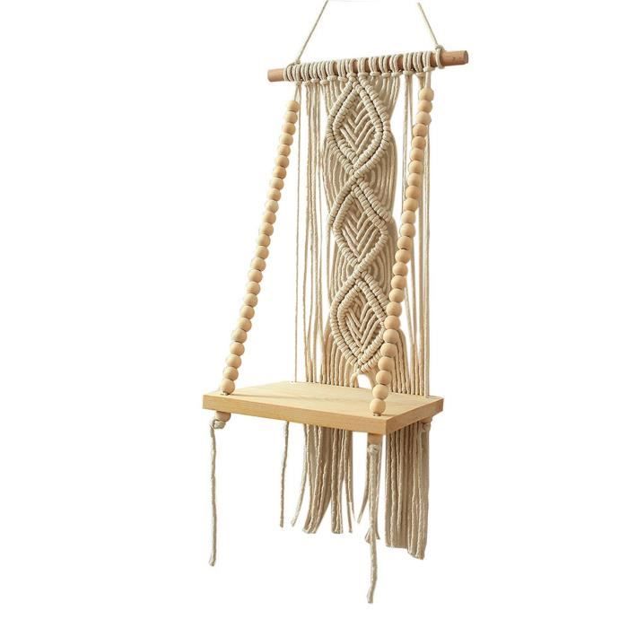 ÉTagèRe Murale en Macramé Boho Coton Corde Tissé Tapisserie Plante