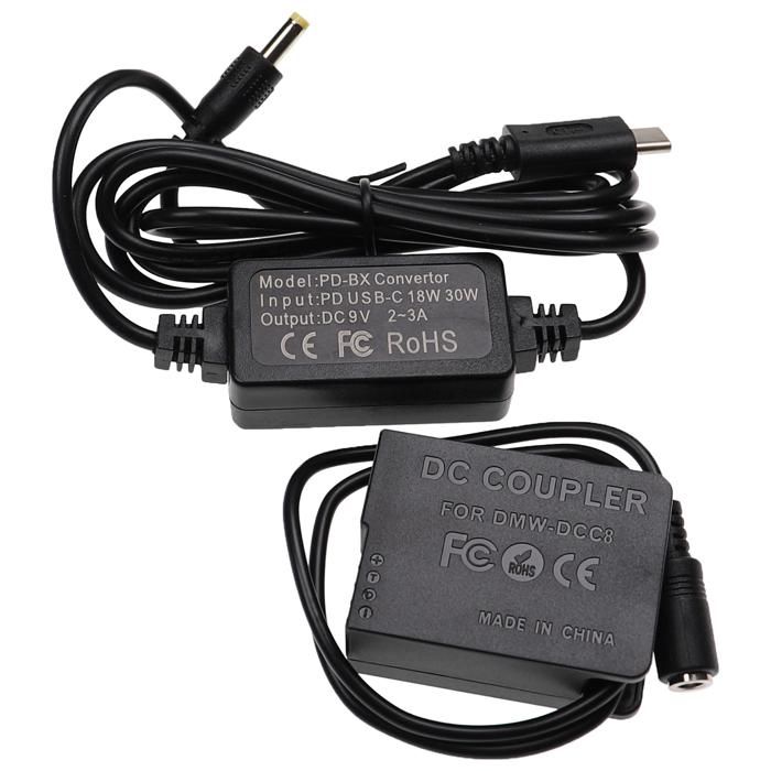 Vhbw Alimentation USB compatible avec Panasonic Lumix DMC-G7 appareil photo, caméra vidéo - Coupleur DC (remplacement pour Panasonic