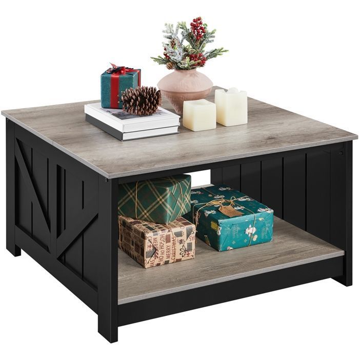 Yaheetech Table Basse Table de Salon en Bois Meuble de Salon avec Grand Espace de Rangement Gris 80 × 80 × 45 cm Yaheetech Table Basse Table de Salon en Bois Meuble de Salon avec Grand Espace de Rangement Gris 80 × 80 × 45 cm
