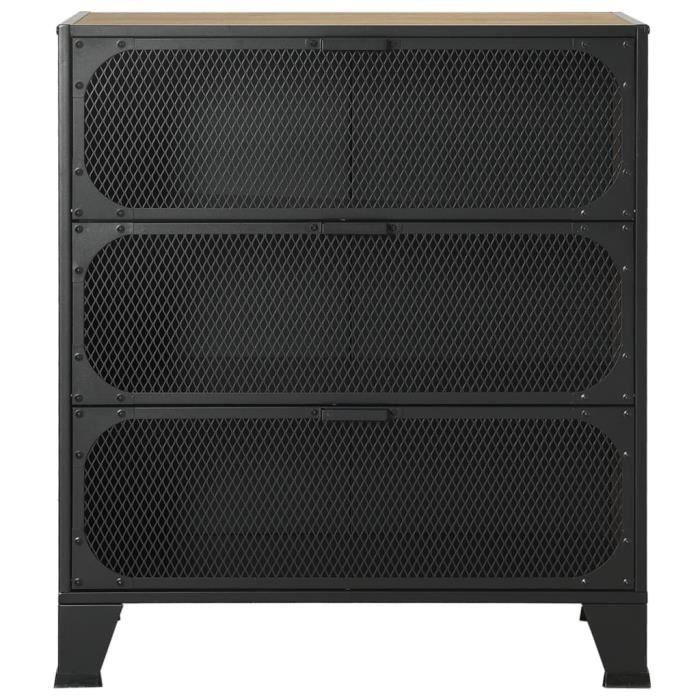 fhe - armoires | meubles de rangement - armoire de rangement marron rustique 72x36x82 cm métal et mdf - dx2639