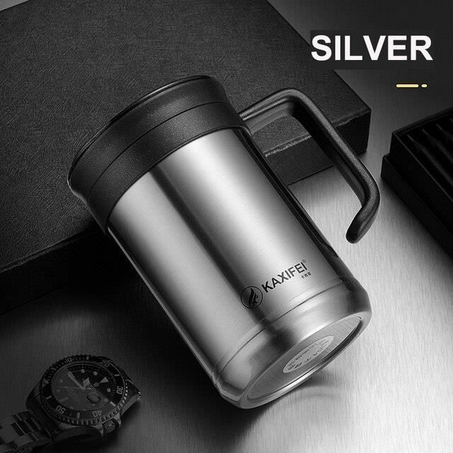 Tasse de Voyage Isolée Couvercle Étanche sous Vide en Acier Inoxydable pour Boissons Chaudes Froides Café Thé 510ml
