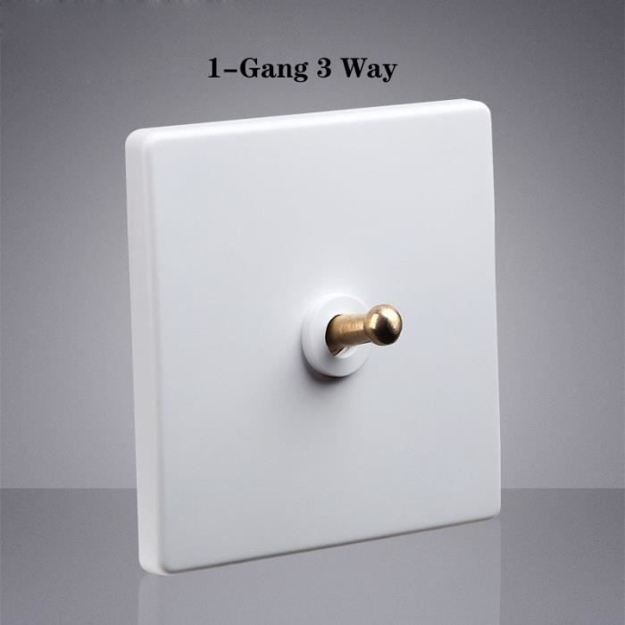 1-Gang 3 Way -Applique murale rétro blanche en laiton,1 à 4 gangs 86,interrupteur à bascule,double commande simple,interrupteur