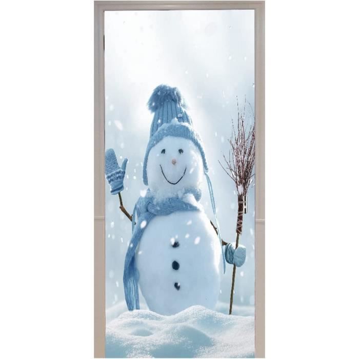 Autocollant Porte 3D Noël – Boules Dorées, Ruban Rouge, 77x200 Cm, PVC Amovible Sans Trace