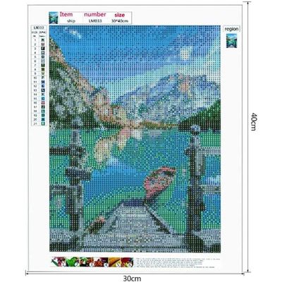 Kit Peinture Diamant 5D DIY Complet Bateau De Plage En Bord De Mer 30x40cm Large Diamond Painting Forage Complet Peinture Par Numéros Broderie Diamant Strass Point de Croix Art Décoration Murale