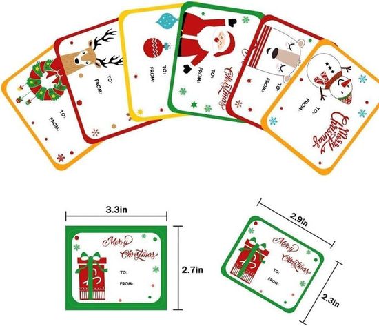120 Étiquettes Autocollantes De Noël à Écrire - 6 Adorables Motifs (Père Noël, Renne...) | Pour Emballage Cadeaux Et Cartes De Vœux