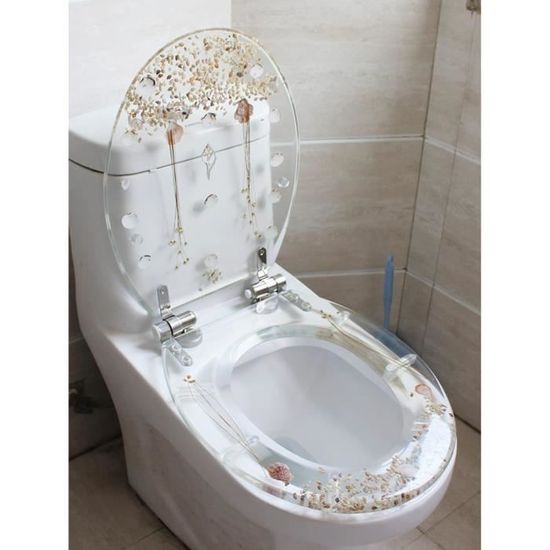 Abattant WC En Résine Transparente Effet 3D, Fermeture Douce Et