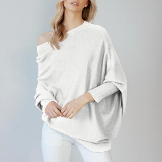 PULL CHANDAIL Pull Cachemire Femme Chaud LeGer Chic Col Rond Et Elegant Pull en Tricot Pull drape Blanc Blanc Cdiscount Pret a Porter