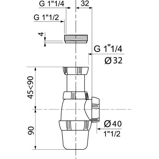 Capuchon 1 1//2/" Filetage Extérieur pour plastique-Siphon Blanc