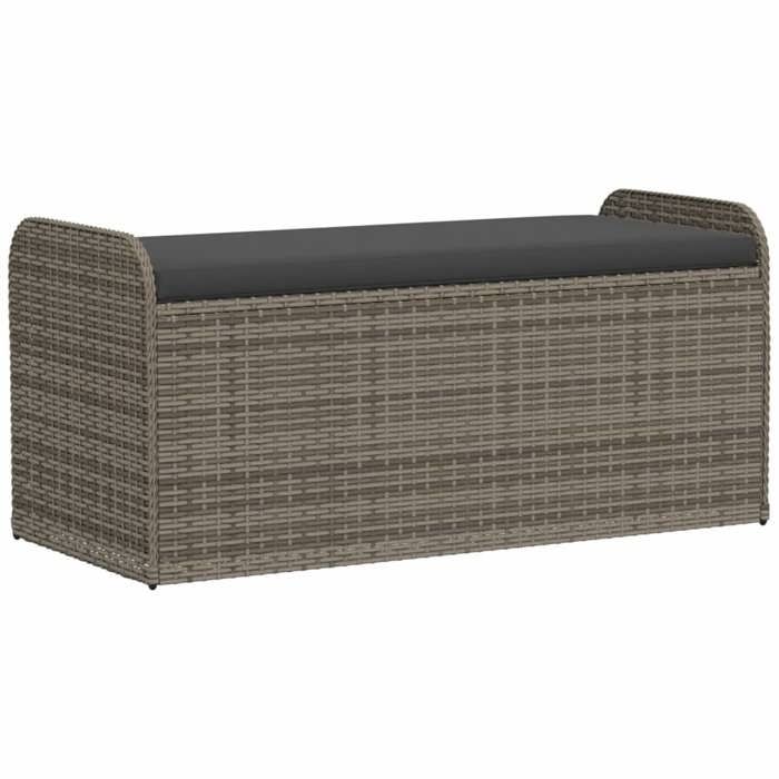 VidaXL Banc Pouf Rotin Synthétique Marron Avec Coussin - Banquette Multifonction 110cm