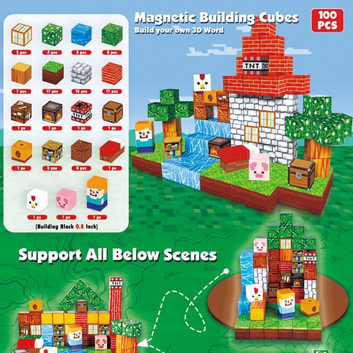 Blocs De Construction Magnétiques 100 Pièces – Jouet STEM Montessori Pour Enfants De 3 à 12 Ans, Aimants 360°