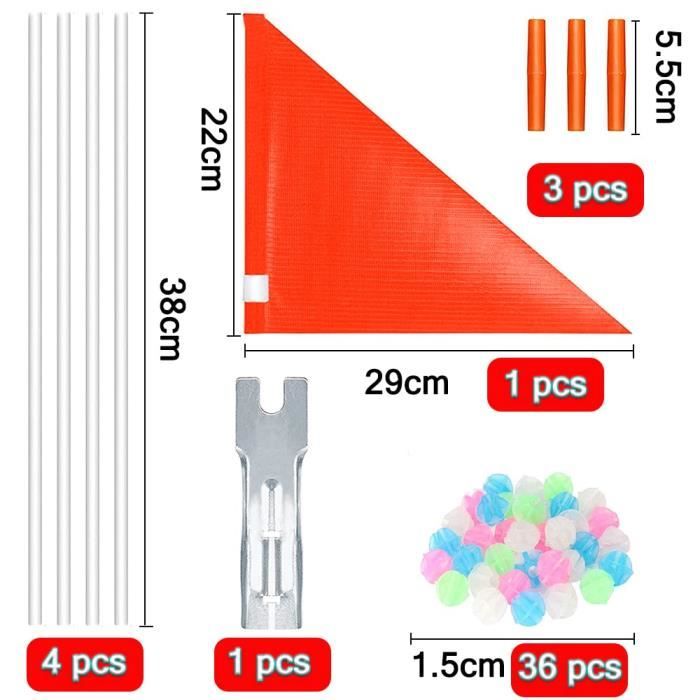 Drapeau De Sécurité Réfléchissant Pour Vélo/Tricycle/VTT - Mât Réglable Jusqu'à 183 Cm - Étanche - PVC Et Fibre De Verre