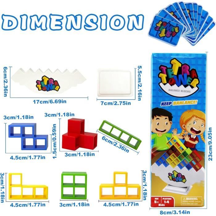 Jeu Tetra Tower, 32PCS Jeu D'Empilement D'éQuilibre Tetris, Jeu Tour D'éQuipe Pour Enfants Et Adultes, Jouet D'Empilement CréAtif, Jeu De Tour D'éQuipe, Jeu D'éQuilibrage Des Blocs Pile