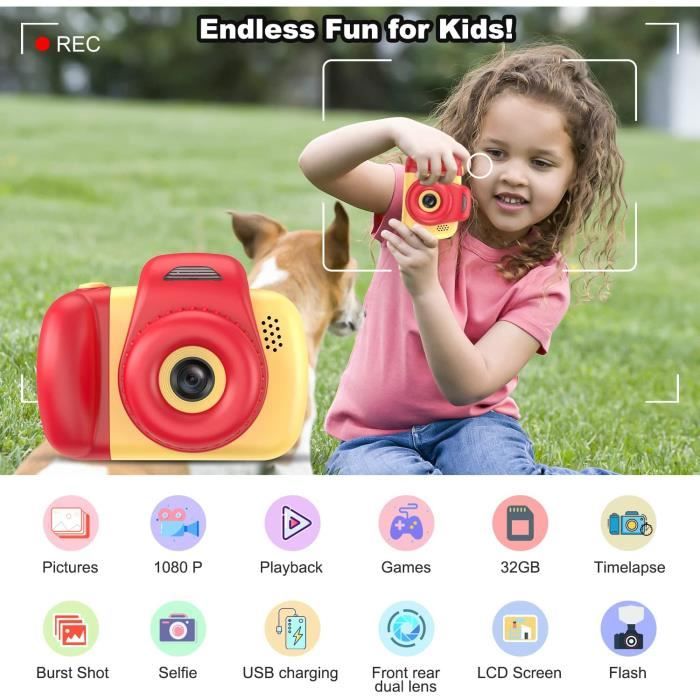 Appareil Photo Enfant Instantanée 1080P - Zoom numérique 16x Écran 2,4