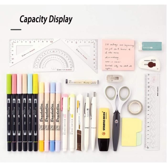 Trousse ZIPIT Grande Capacité - Design Carbone - Pour École Ou Bureau - Range Jusqu'à 60 Stylos - Lavable