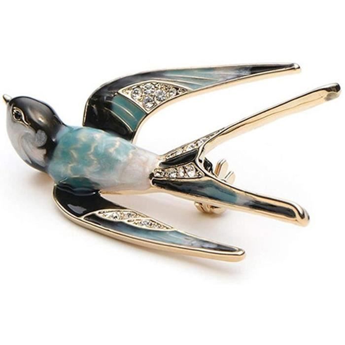 NEWEI Broche Colibri Antique Or Strass – Épingle Oiseau Scintillant – Bijou Élégant Femme Fille – Design Exclusif