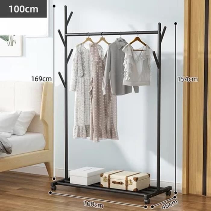 Porte-manteaux pliable à 3 niveaux, porte-vêtements pliable avec 4  roulettes pour vêtements, organisateur de chaussures - SortWise