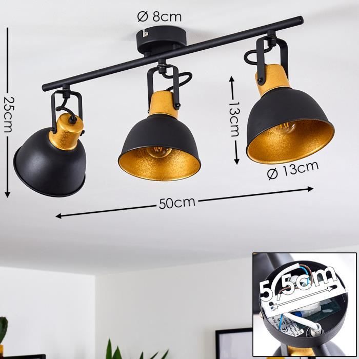 HOFSTEIN Applique Murale Lichinga Métal Noir - Projecteur Vintage Avec Clapets Modulables Pour Effet Lumineux Au Mur, GU10