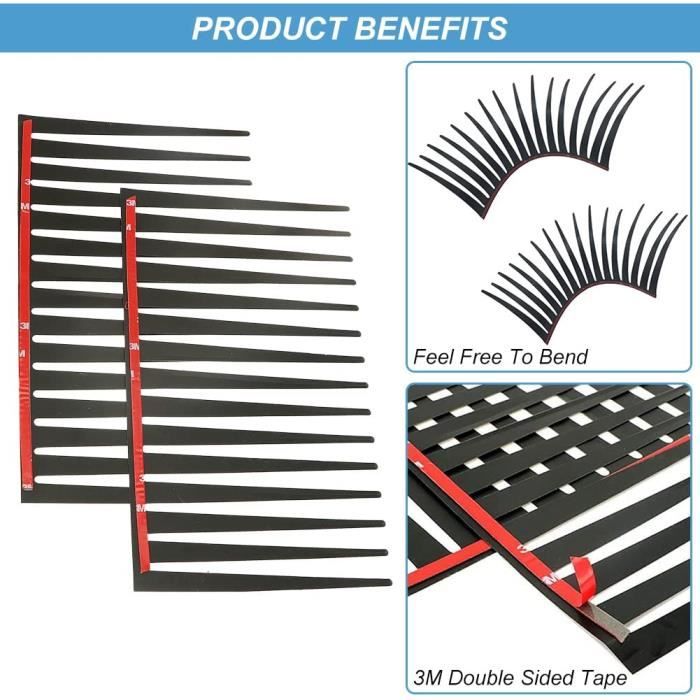 Cils De Phares Voiture - Lot De 4 Autocollants Noirs Décoratifs - Style Rétro Pour Personnaliser Votre Auto