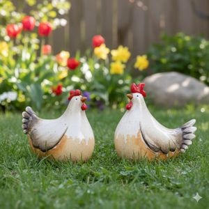 Figurine Statuette Poule Coq Basse-cour - Couleur Noir, Décoration De Jardin Ou Intérieur, Neuve