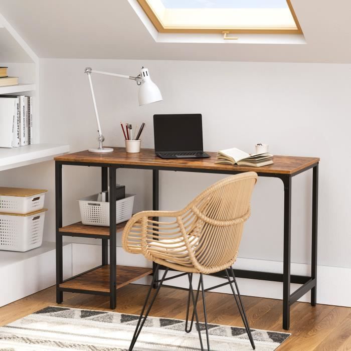 ZYLLZY Bureau 120 cm - En bois massif - Pour bureau, chambre à coucher,  salle d'étude, dortoir, lieu de travail, 120 x 60 x 75 cm (L x l x H) -  Noir : : Cuisine et Maison