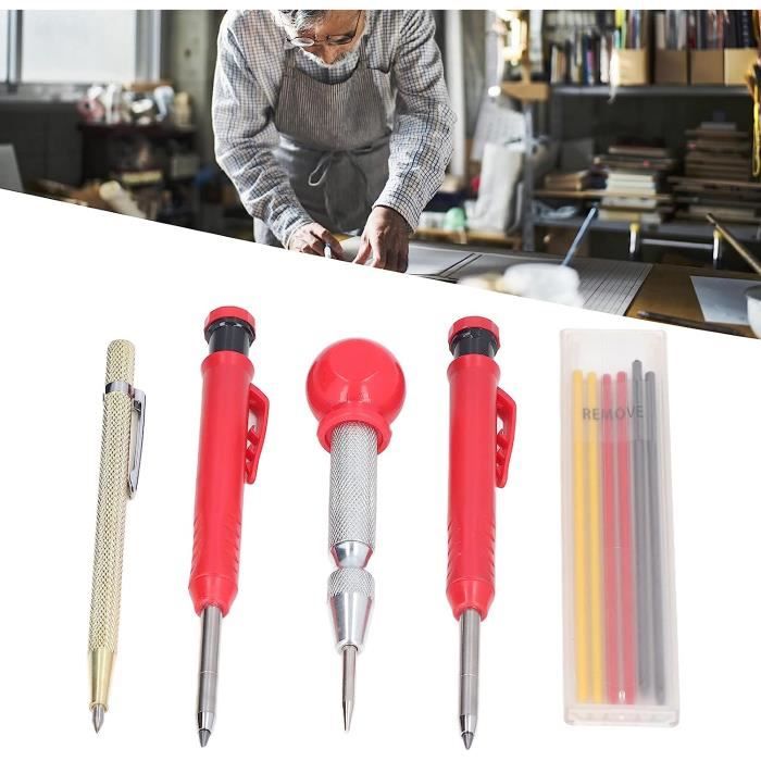 Crayon De Charpentier Solide Avec Taille-Crayon 3 Couleurs Recharge Marquage De Menuiserie Outils De Construction Fournitures Scolaires