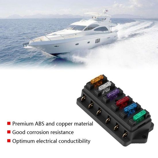 Boîte à Fusibles 12 Voies 12V Pour Voiture Et Bateau - Bloc De Fusibles Avec Bornes Positives/Négatives Et Kit De Terre