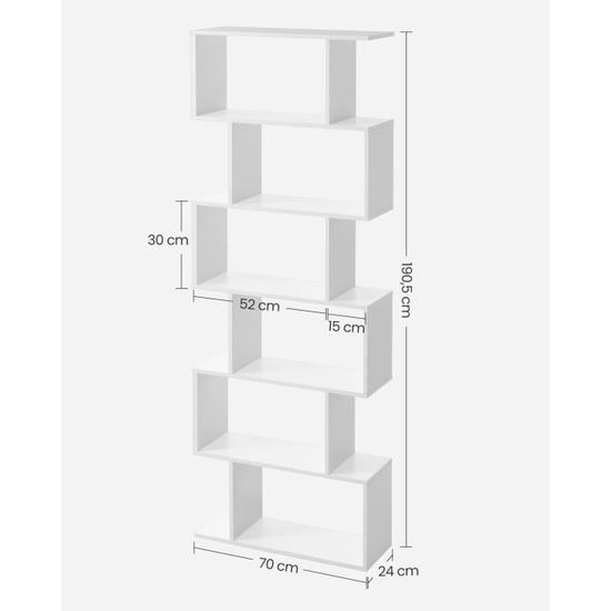 Bibliotheque En Bois Etagere De 6 Niveaux Contemporaine 70 X 24 X